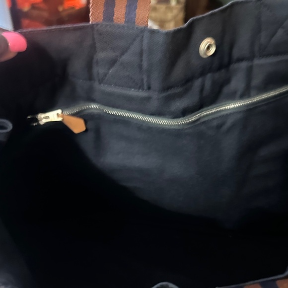 Hermes Blue Tote with Brown Stripes - Picture 12 of 12